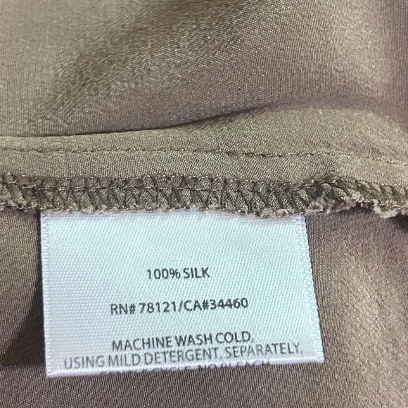 EILEEN FISHER Brown Silk Long Sleeve Blouse - Picture 8 of 8